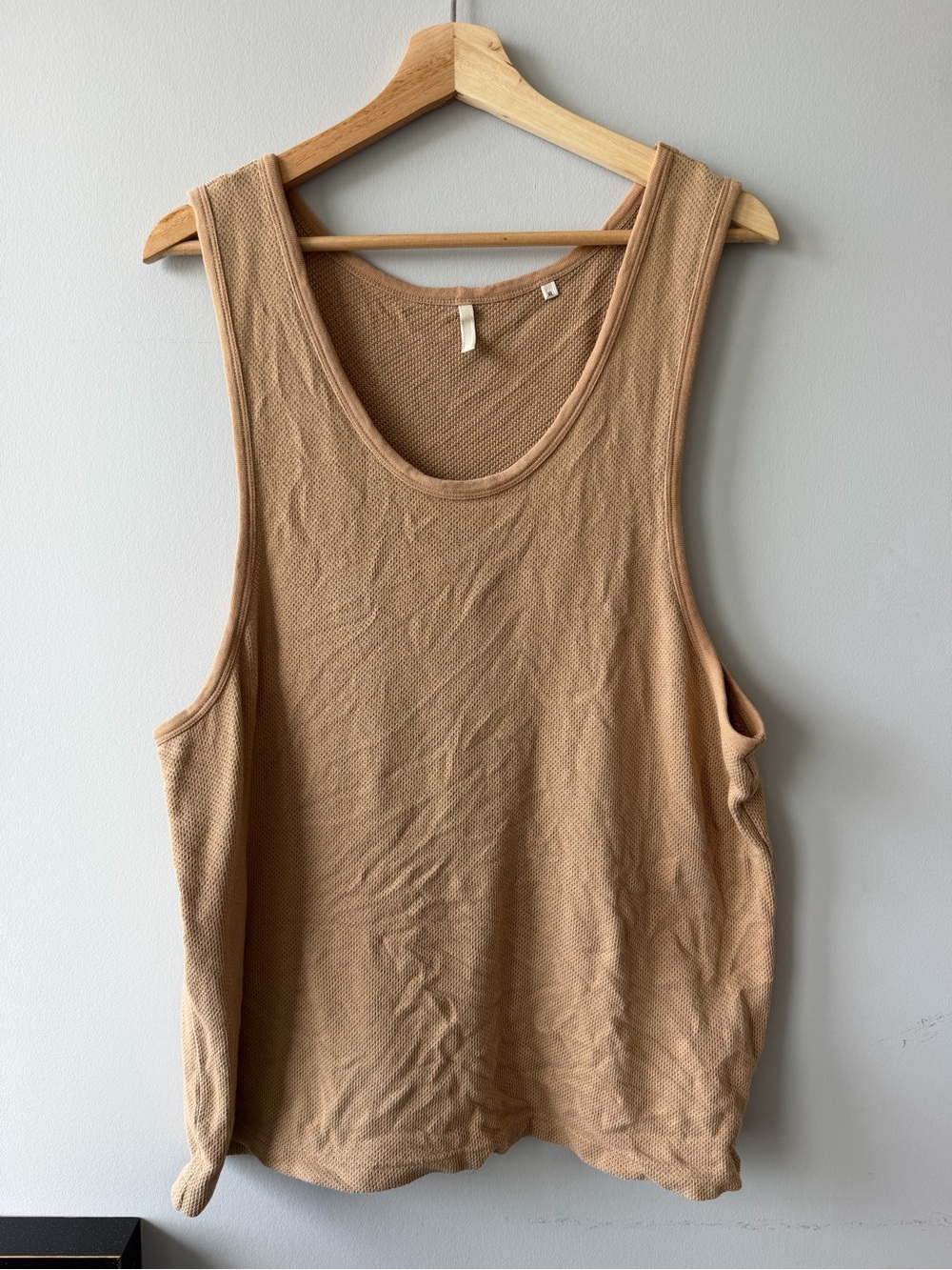 Men's Tan Tank Top - Classic Scoop Neck